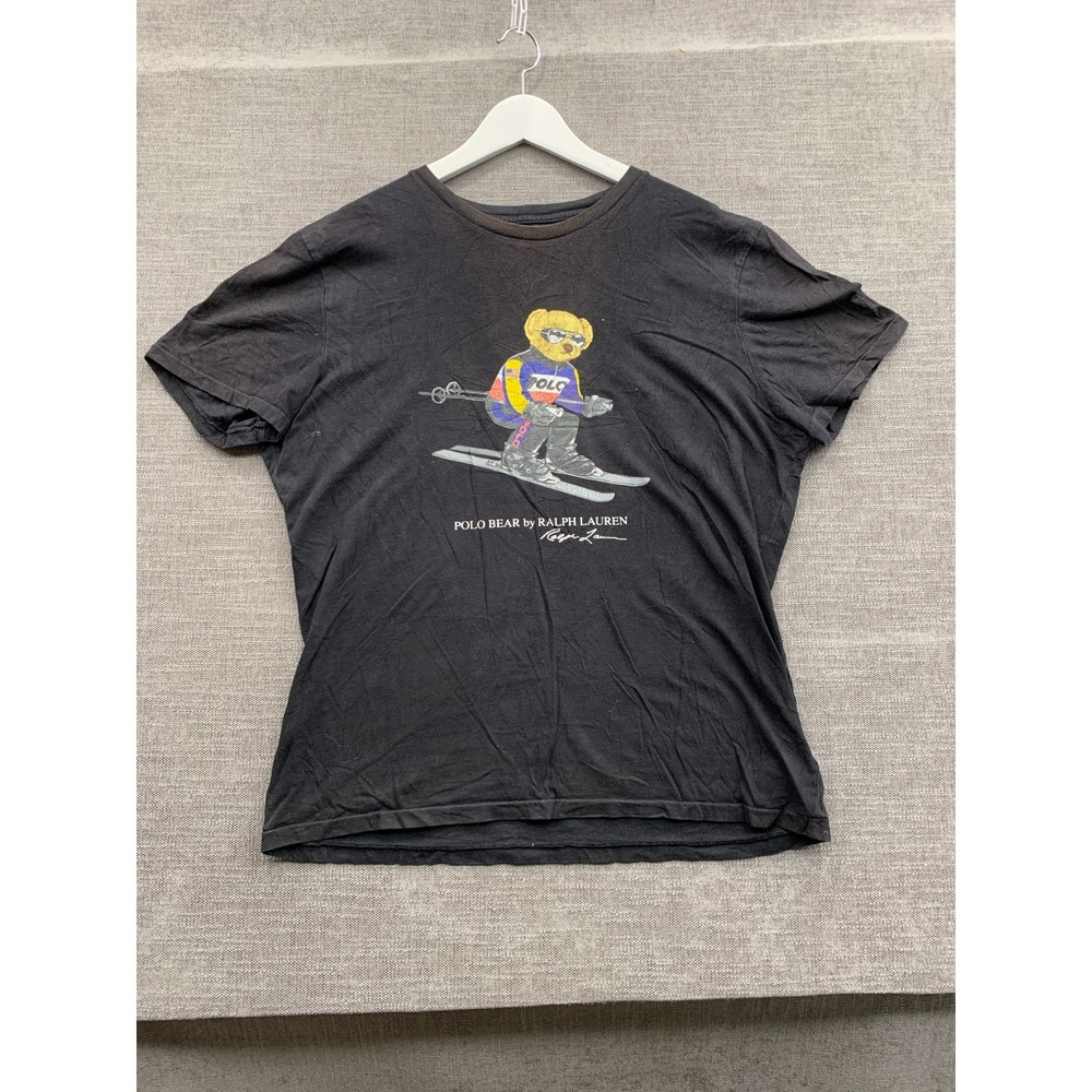 Polo Ralph Lauren Ski Bear T-Shirt Mens Large Black Graphic Print Short Sleeve